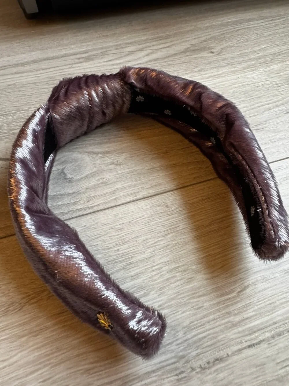 Lele Sadoughi Metallic Shimmer Purple Knotted Headband
